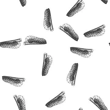 Seamless pattern cocoon caterpillar sketch hand drawn 库存插图
