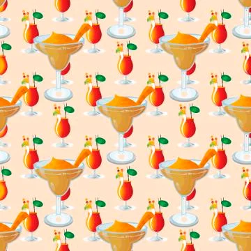 Seamless pattern with coctail drinks Stock Illustration