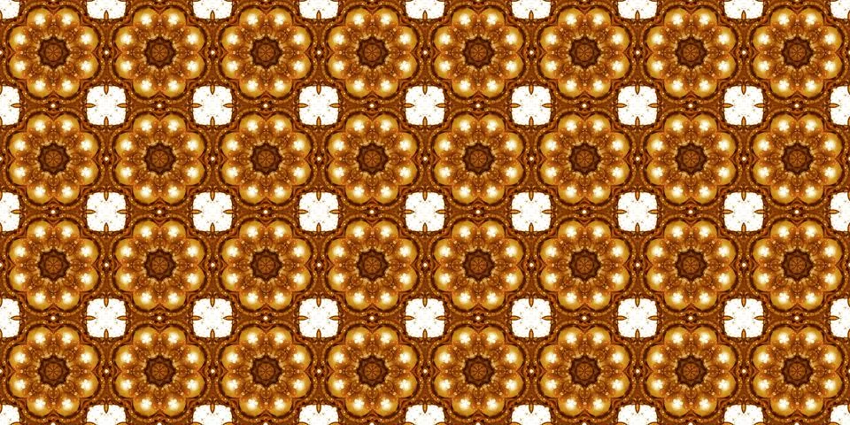 Seamless pattern with coffee and cola. Gold texture. Stock Illustration