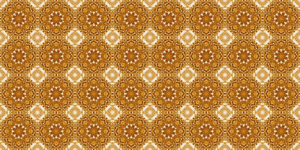 Seamless pattern with coffee and cola. Gold texture. Stock Illustration