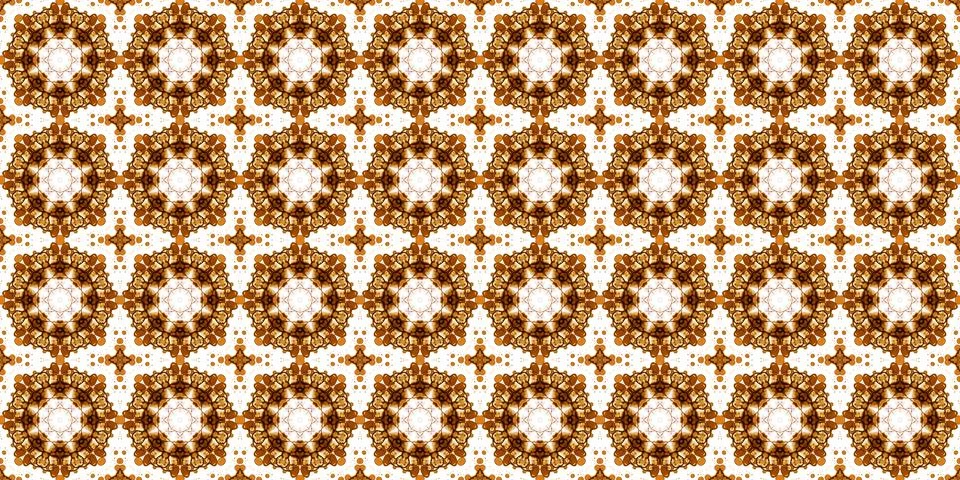 Seamless pattern with coffee and cola. Gold texture. Stock Illustration