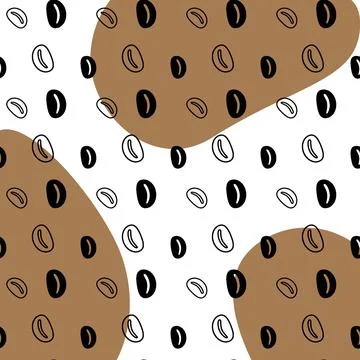 Seamless pattern with coffee beans and spots in trendy coffee shades. Abstract Stock Illustration