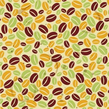 Seamless pattern with coffee beans and grunge background Stock Illustration
