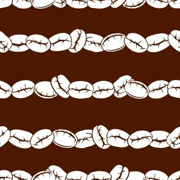 Seamless pattern of coffee beans arranged in rows Stock Illustration