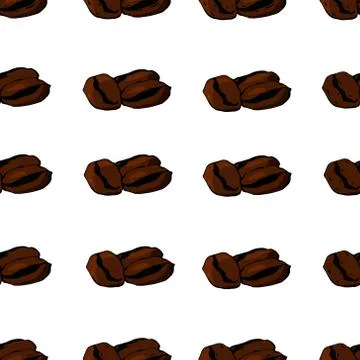 Seamless pattern coffee beans hand-drawn in a chaotic manner Illustrazione stock