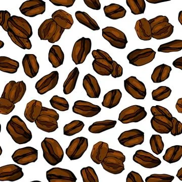 Seamless pattern coffee beans hand-drawn in a chaotic manner. 库存插图