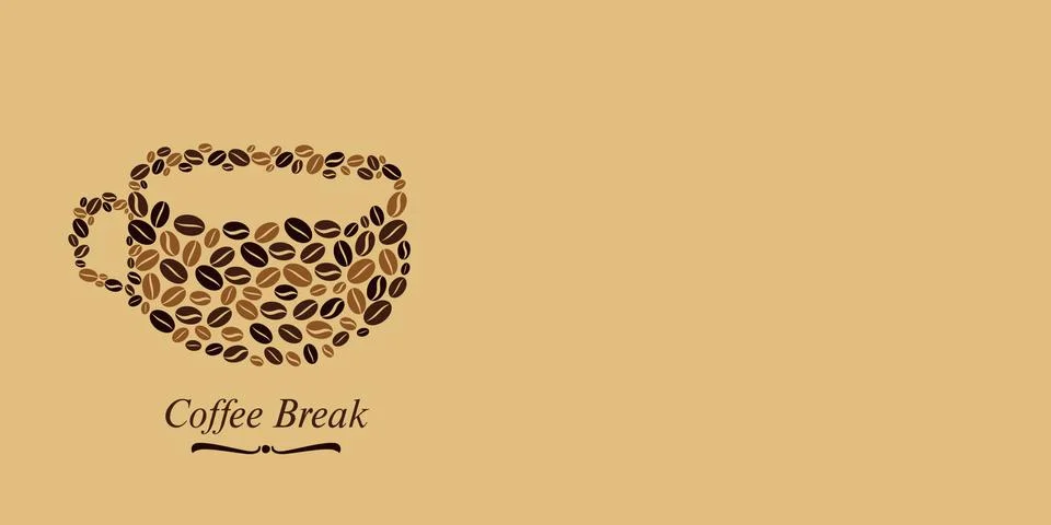 Seamless pattern with Coffee Beans Illustration banner with copy space Stock Illustration