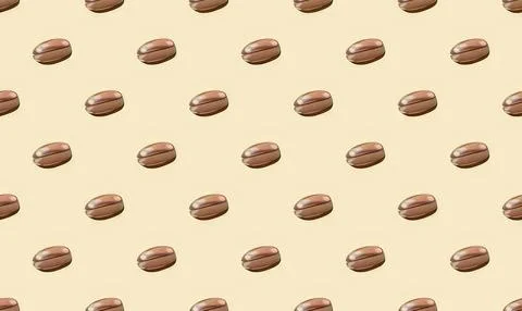 Seamless pattern of coffee beans on light background Stock Illustration