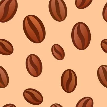 Seamless pattern with coffee beans, vector illustration and background Stock Illustration