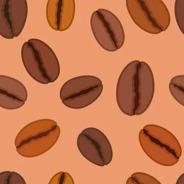 Seamless pattern with coffee beans, vector illustration and background 库存插图