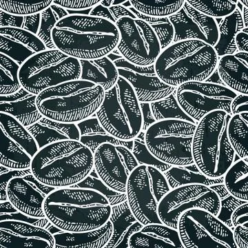 Seamless pattern coffee beans. Vector vintage black engraving 스톡 일러스트