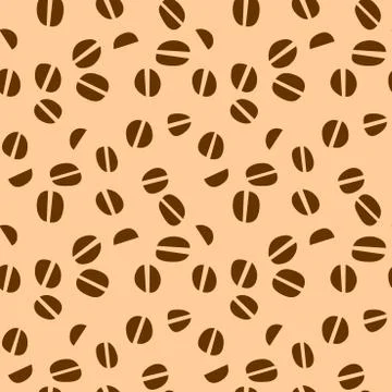 Seamless pattern with coffee beans. Vector illustration background for cafe,  Stock Illustration