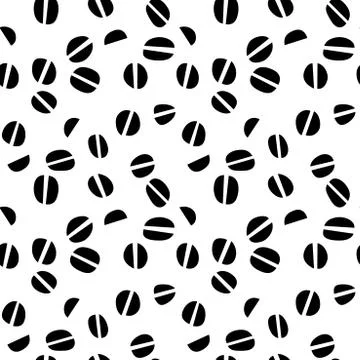 Seamless pattern with coffee beans. Vector illustration background for cafe,  Stock Illustration
