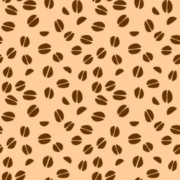 Seamless pattern with coffee beans. Vector illustration background for cafe,  库存插图