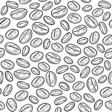 Seamless pattern coffee beans. Vector vintage engraving イラスト素材