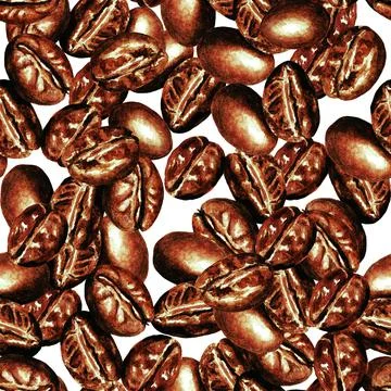 Seamless pattern. Coffee beans. Watercolor Stock Illustration