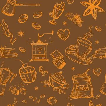 Seamless pattern coffee brown Stock Illustration