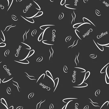 Seamless pattern with coffee Cup and coffee beans. Modern casual colors. 库存插图