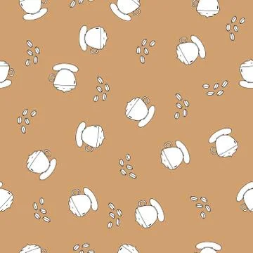 Seamless pattern with coffee cup and coffee beans Stock Illustration
