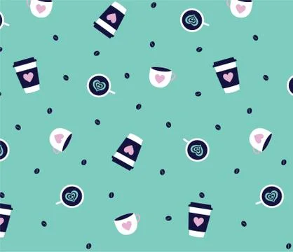 Seamless pattern with coffee cup and beverage Stock Illustration
