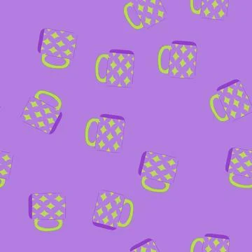 Seamless pattern coffee cup ceramic cartoon vector Stock Illustration
