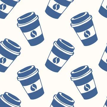 Seamless pattern with coffee cup in flat style. Travel theme illustration Stock Illustration