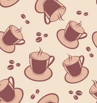 Seamless pattern with coffee cups and beans イラスト素材