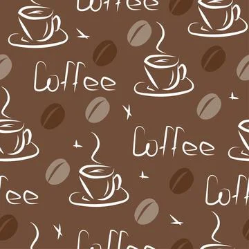 Seamless pattern of coffee cups and beans Stock Illustration