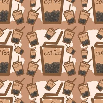 Seamless pattern of coffee cups Stock Illustration