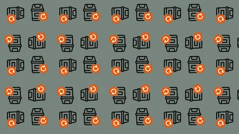 Seamless Pattern of Coffee Cups with Orange Rings. Stock Footage 325385760