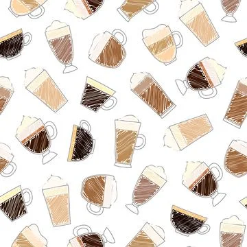 Seamless pattern with coffee drinks. Stock Illustration