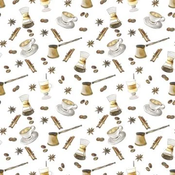 Seamless pattern coffee latte cappuccino Illustrazione stock