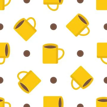 Seamless pattern of coffee mug and chocolate mugs on white background Stock Illustration