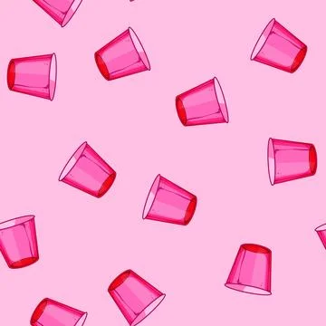 Seamless pattern coffee plastic cup cartoon vector Stock Illustration