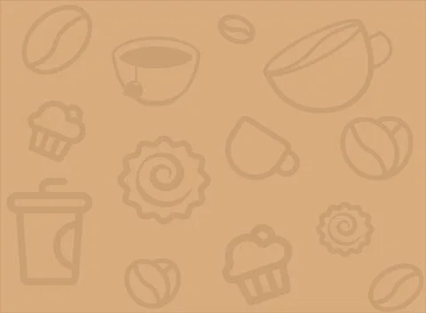 Seamless pattern Coffee with Rolls, Cupcake and Tea. Vector cover illustratio Stock Illustration