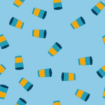 Seamless pattern coffee thermos cup cartoon vector Stock Illustration