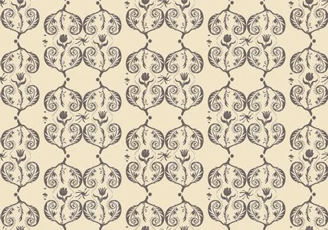 Seamless pattern of coffee tone elements on a beige background. Illustrazione stock