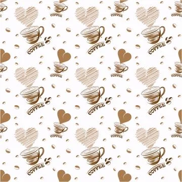 Seamless pattern with Coffee. Vector illustration. Stock Illustration