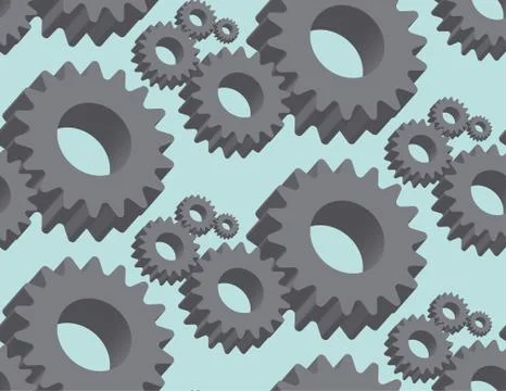 Seamless pattern cogwheel in 3D Illustrazione stock