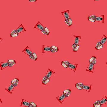 Seamless pattern coin bubblegum machine cartoon vector Illustrazione stock
