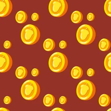 Seamless pattern with coins and hazelnuts Stock Illustration