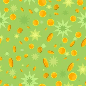 Seamless Pattern with Coins and Star Splashes イラスト素材