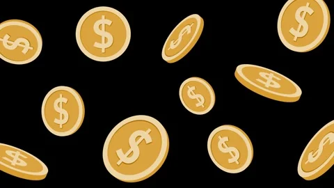 Seamless pattern of coins with dollar signs falling on a black background a.. 스톡 동영상 333924615