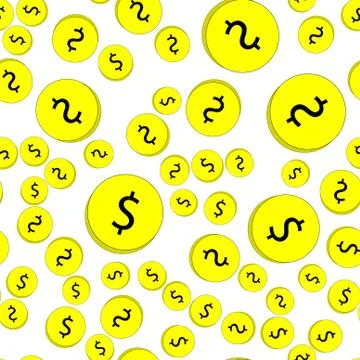Seamless pattern of coins with dollars. Stock Illustration