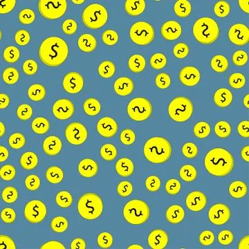 Seamless pattern of coins with dollars. Stock Illustration