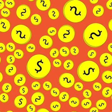 Seamless pattern of coins with dollars. Stock Illustration
