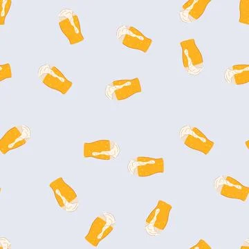 Seamless pattern cold beer cup cartoon vector Stock Illustration