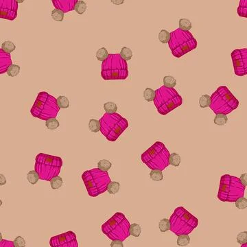 Seamless pattern cold winter hat kid cartoon vector Illustrazione stock