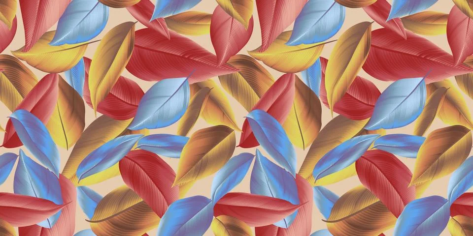 Seamless pattern, collage colorful autumn leaves Stock Illustration