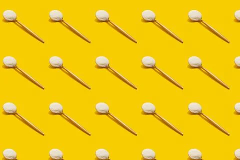 Seamless pattern collagen on a yellow background. healthy lifestyle Stock Photos